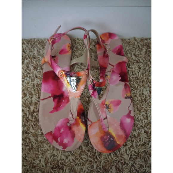Guess Factory Carmela Floral T-Strap Sandals - Picture 2 of 3